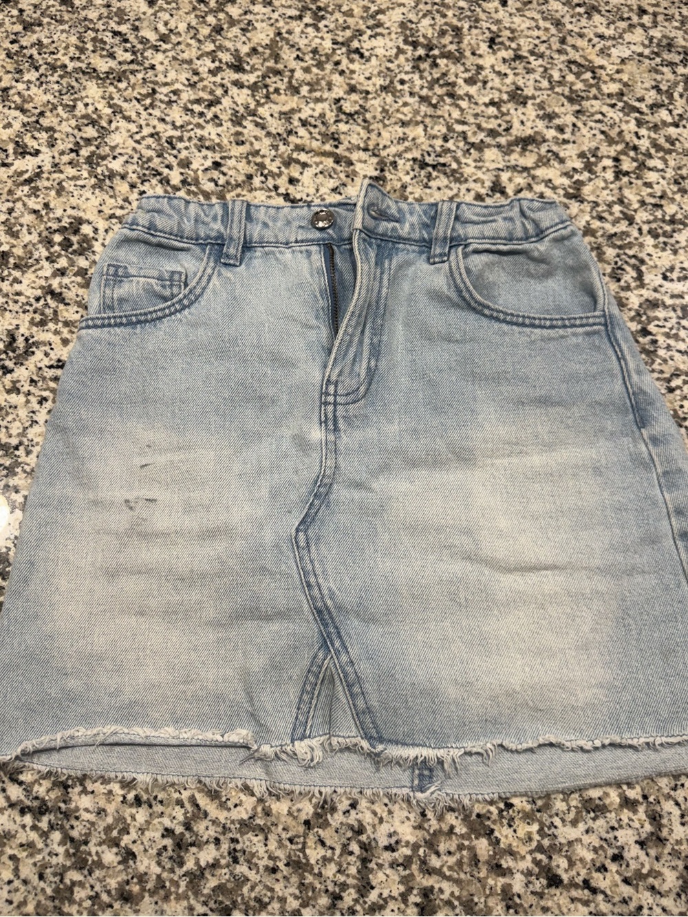Light blue Denim Mini Skirt with Raw Hem